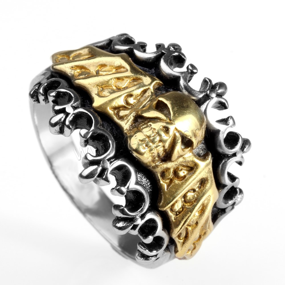 Anillo de dedo de acero inoxidable hombre, Partículas de acero, Calavera, chapado, diverso tamaño para la opción & ennegrezca, más colores para la opción, Vendido por UD