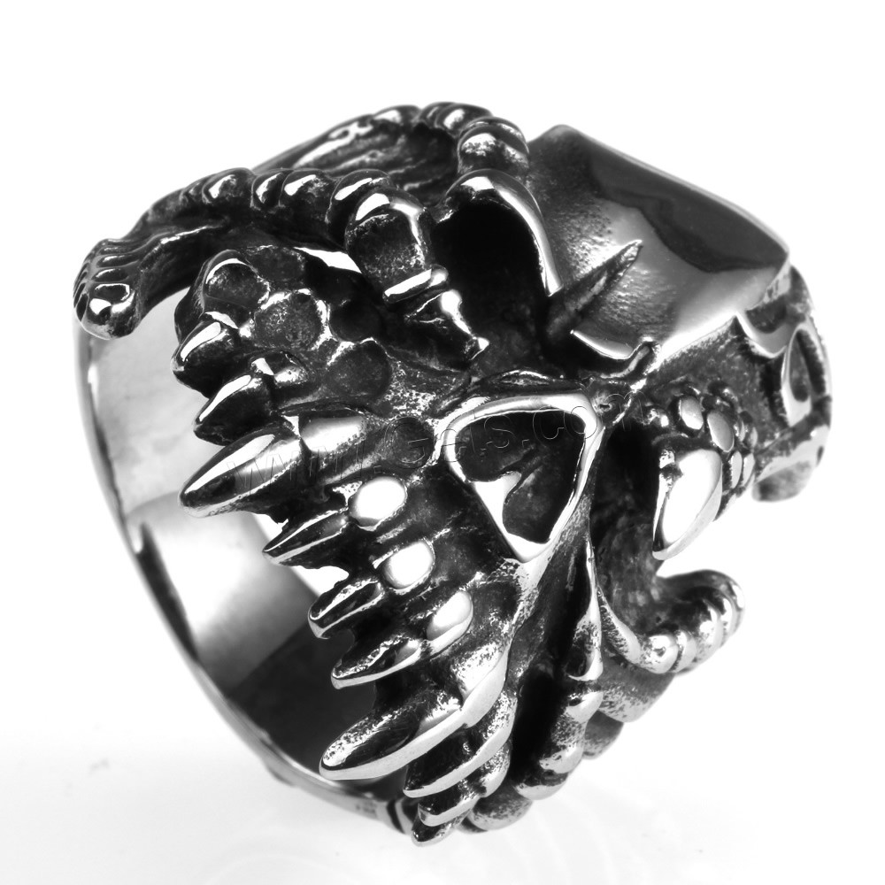 Anillo de dedo de acero inoxidable hombre, Partículas de acero, Calavera, diverso tamaño para la opción & ennegrezca, Vendido por UD