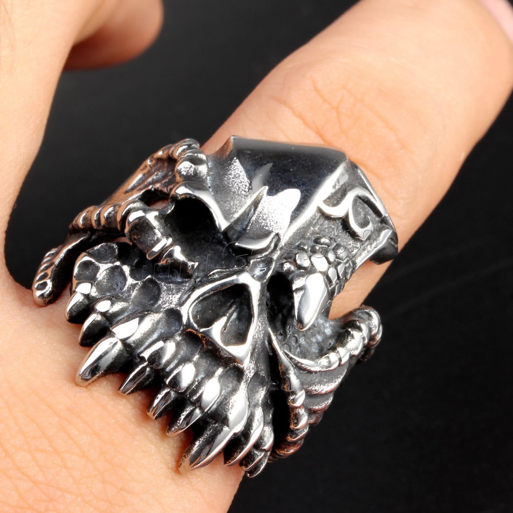 Anillo de dedo de acero inoxidable hombre, Partículas de acero, Calavera, diverso tamaño para la opción & ennegrezca, Vendido por UD