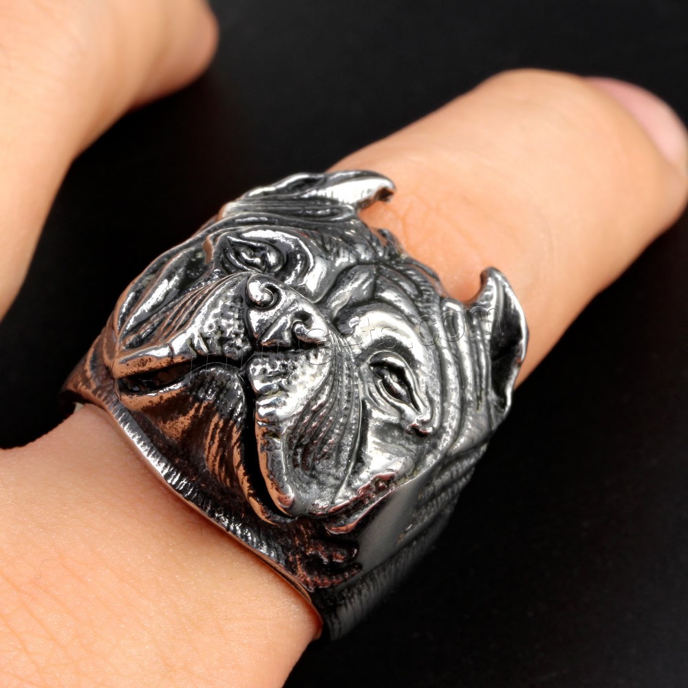 Anillo de dedo de acero inoxidable hombre, Partículas de acero, Perro, diverso tamaño para la opción & ennegrezca, Vendido por UD