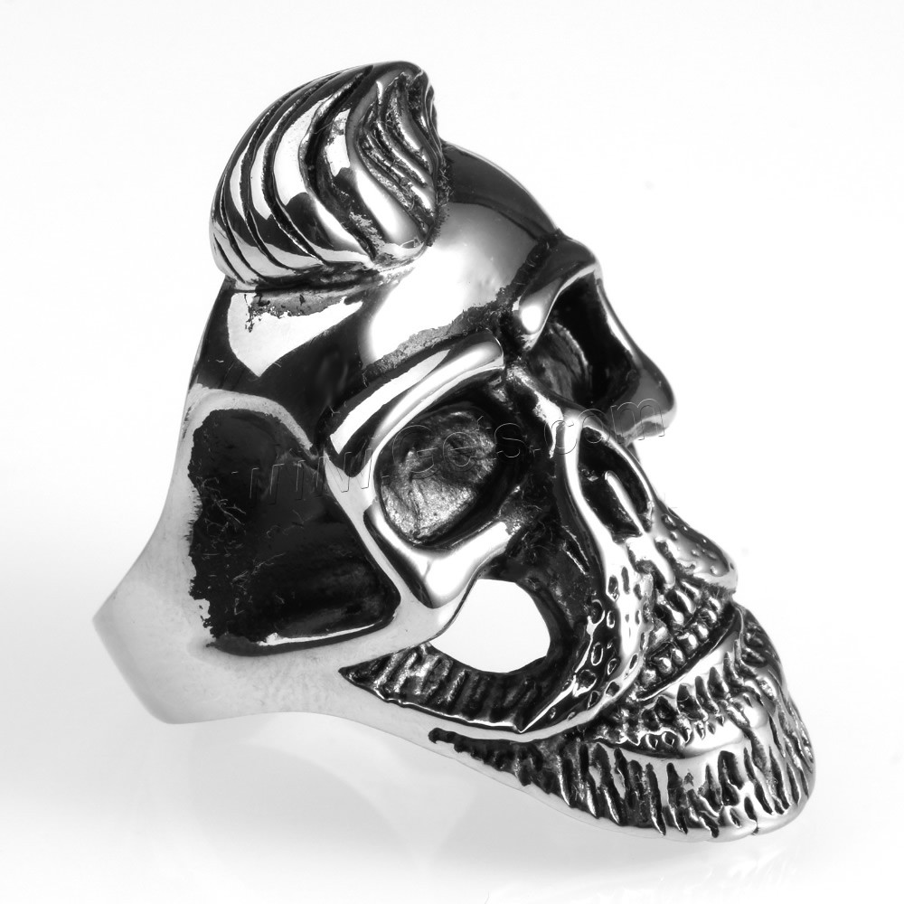 Men Stainless Steel Ring in Bulk, Titanium Steel, Skull, different size for choice & blacken, Sold By PC