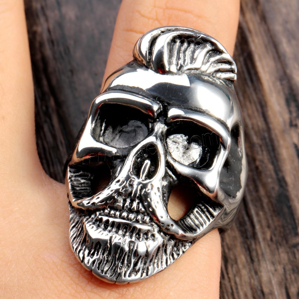 Men Stainless Steel Ring in Bulk, Titanium Steel, Skull, different size for choice & blacken, Sold By PC