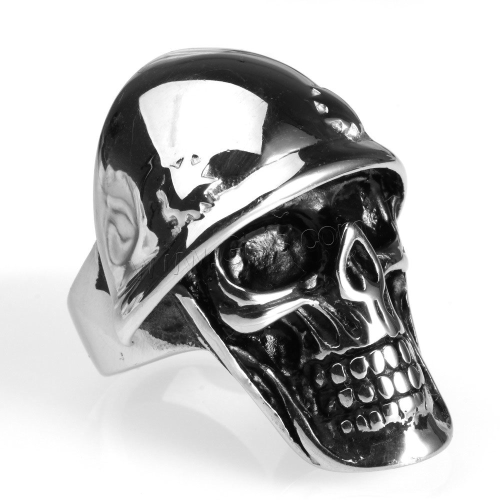 Anillo de dedo de acero inoxidable hombre, Partículas de acero, Calavera, diverso tamaño para la opción & ennegrezca, Vendido por UD