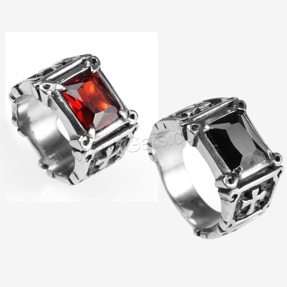 Anillo de dedo de acero inoxidable hombre, Partículas de acero, diverso tamaño para la opción & con circonia cúbica & ennegrezca, más colores para la opción, Vendido por UD