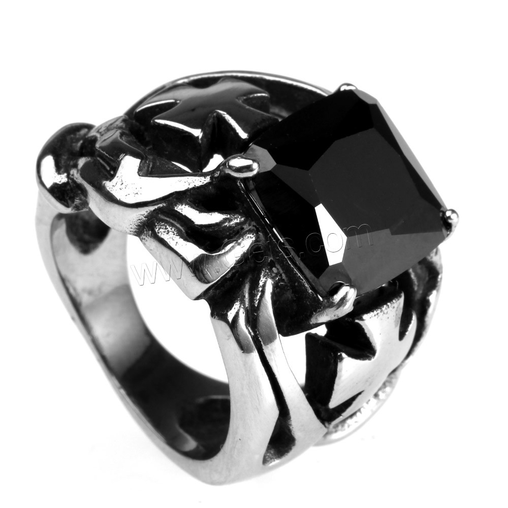 Men Stainless Steel Ring in Bulk, Titanium Steel, different size for choice & with cubic zirconia & blacken, Sold By PC