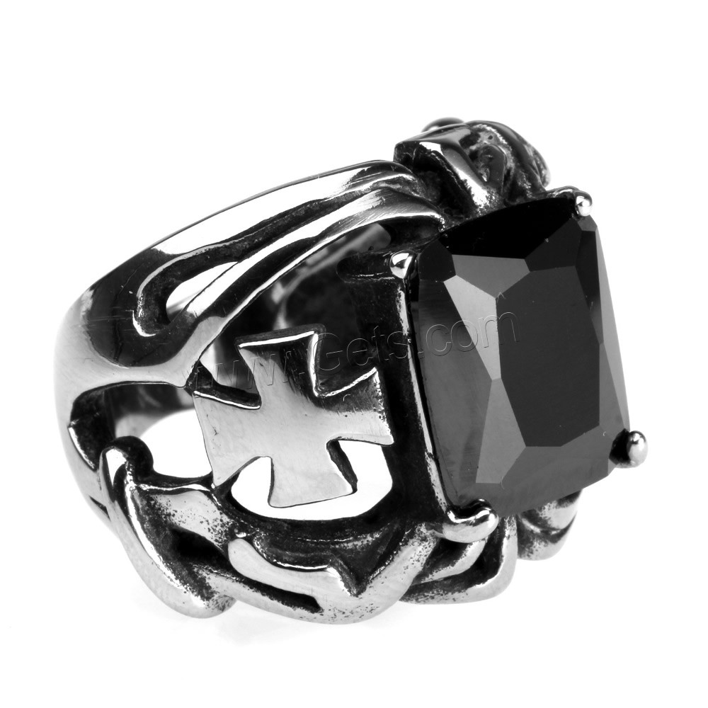 Men Stainless Steel Ring in Bulk, Titanium Steel, different size for choice & with cubic zirconia & blacken, Sold By PC