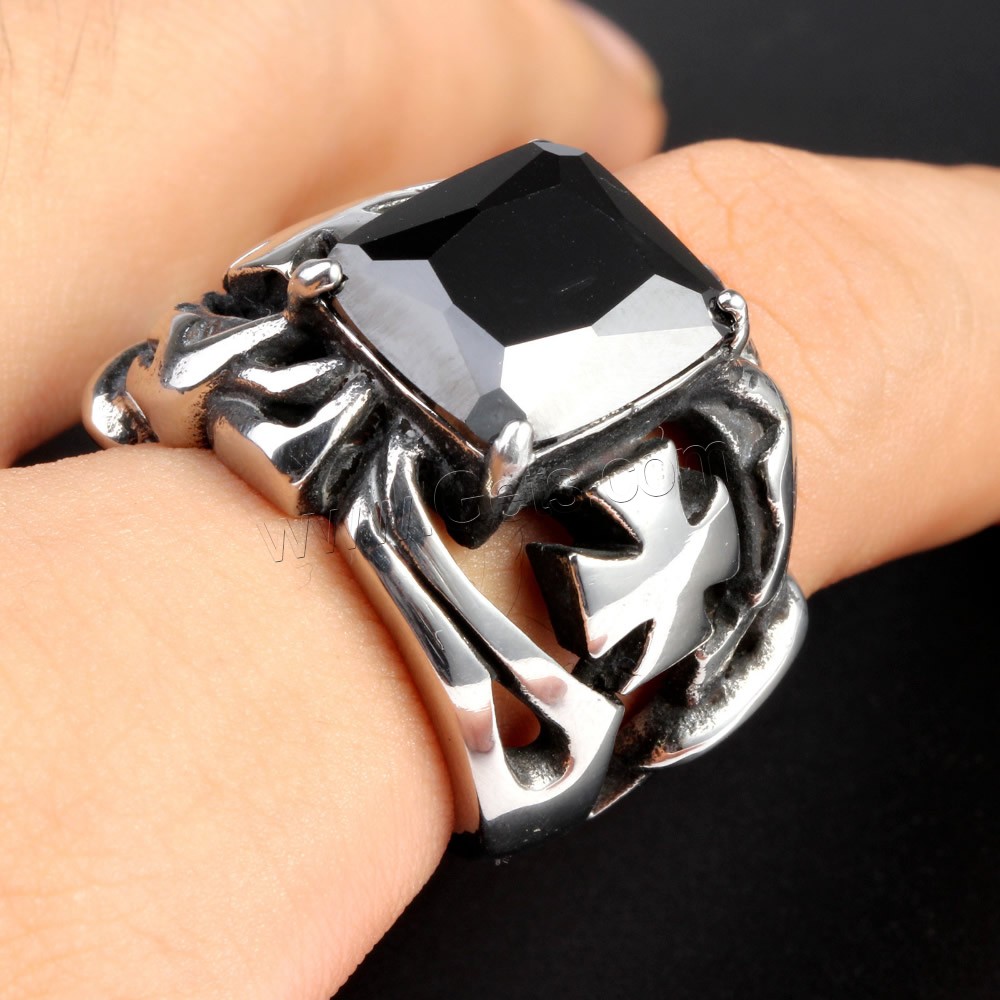 Men Stainless Steel Ring in Bulk, Titanium Steel, different size for choice & with cubic zirconia & blacken, Sold By PC