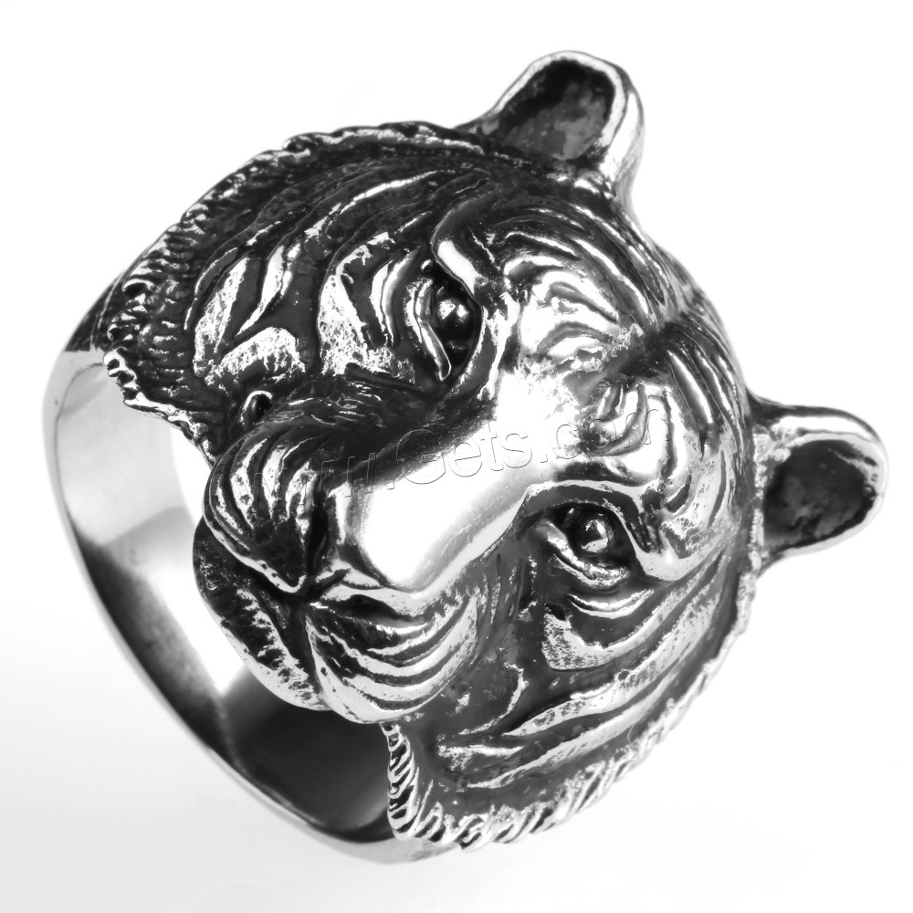 Anillo de dedo de acero inoxidable hombre, Partículas de acero, Tigre, diverso tamaño para la opción & ennegrezca, Vendido por UD