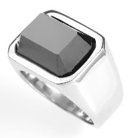 Men Stainless Steel Ring in Bulk, Titanium Steel & with cubic zirconia & faceted, original color 