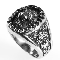 Men Stainless Steel Ring in Bulk, Titanium Steel, Lion & with cubic zirconia 