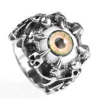 Men Stainless Steel Ring in Bulk, Titanium Steel, with Resin, Claw, pupil eye design & blacken 