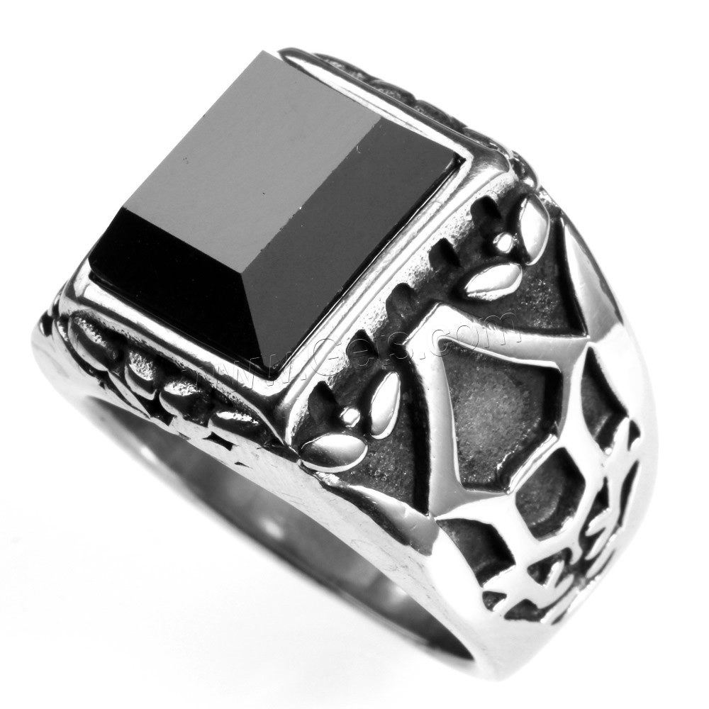 Men Stainless Steel Ring in Bulk, Titanium Steel, different size for choice & with cubic zirconia & faceted & blacken, Sold By PC