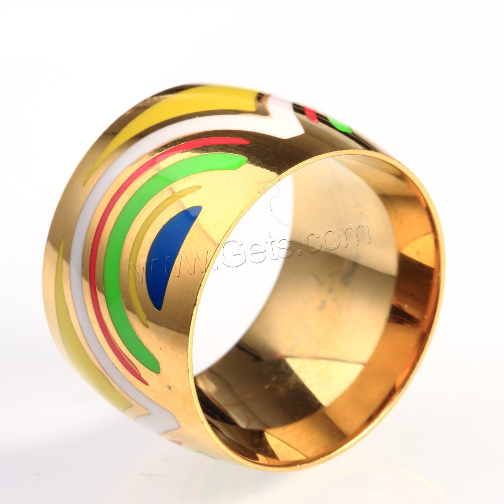 Titanium Steel Finger Ring, gold color plated, different size for choice & enamel, Sold By PC