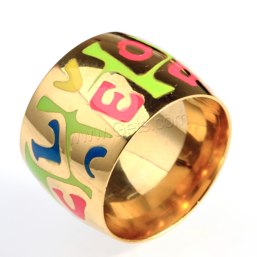 Titanium Steel Finger Ring, word love, gold color plated, different size for choice & enamel, Sold By PC