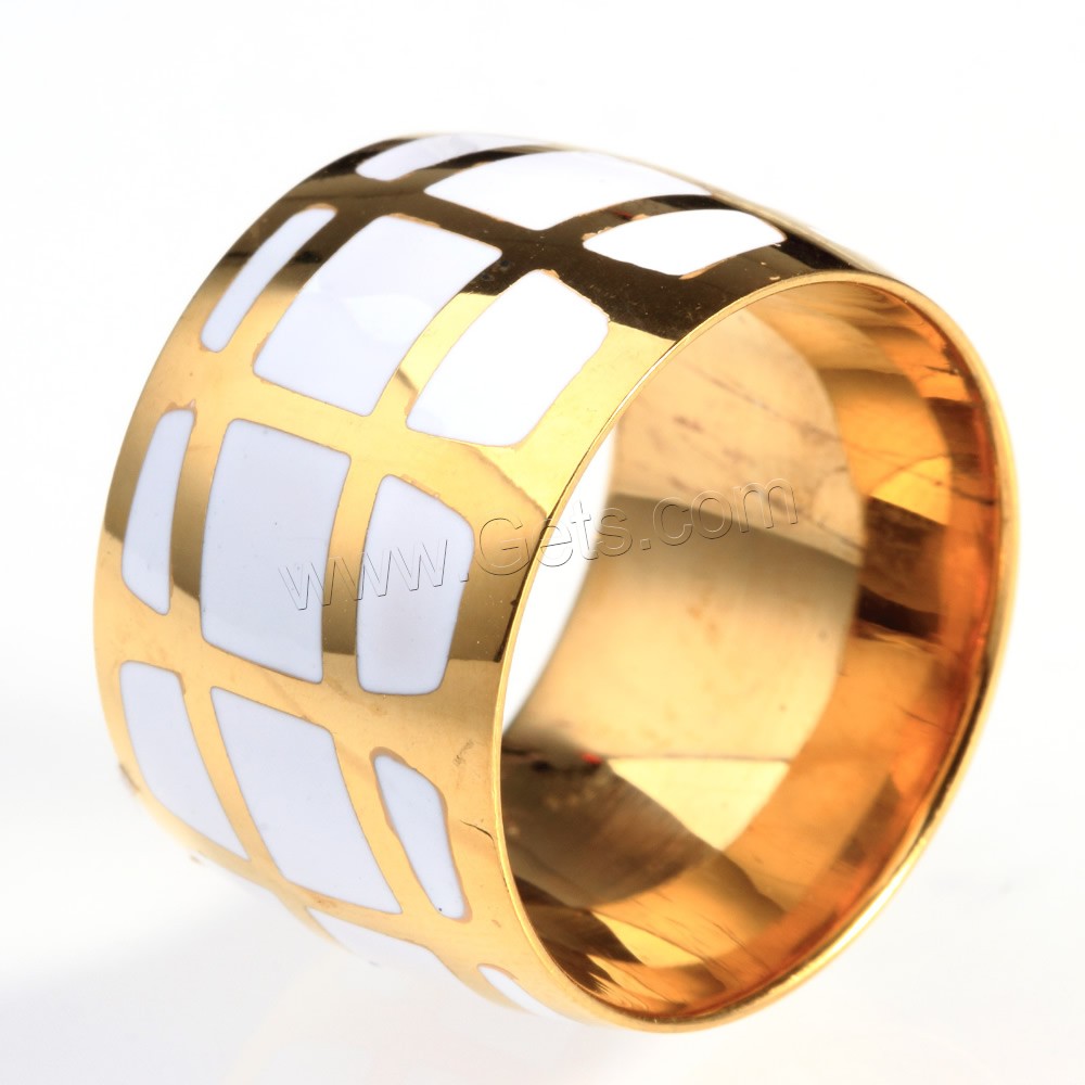 Titanium Steel Finger Ring, gold color plated, different size for choice & enamel, Sold By PC