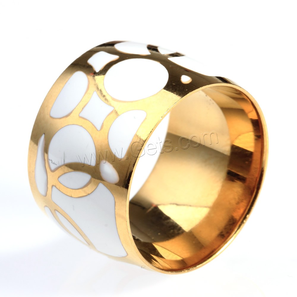 Titanium Steel Finger Ring, gold color plated, different size for choice & enamel, Sold By PC