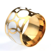 Titanium Steel Finger Ring, gold color plated & enamel 