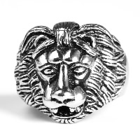 Men Stainless Steel Ring in Bulk, Titanium Steel, Lion & blacken 