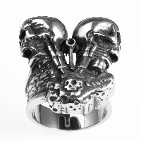 Men Stainless Steel Ring in Bulk, Titanium Steel, Skull & blacken 