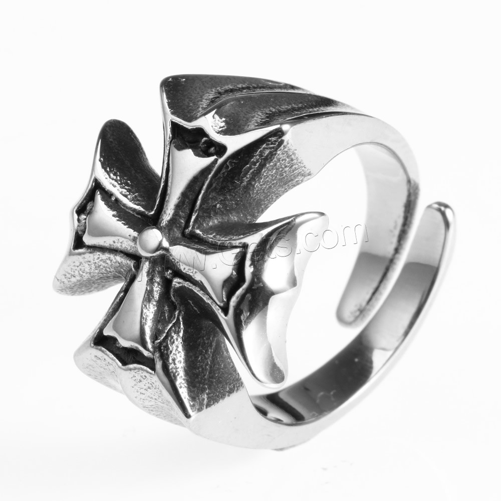 Men Stainless Steel Ring in Bulk, Titanium Steel, Cross, different size for choice & blacken, Sold By PC