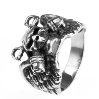 Men Stainless Steel Ring in Bulk, Titanium Steel, Skull & blacken 