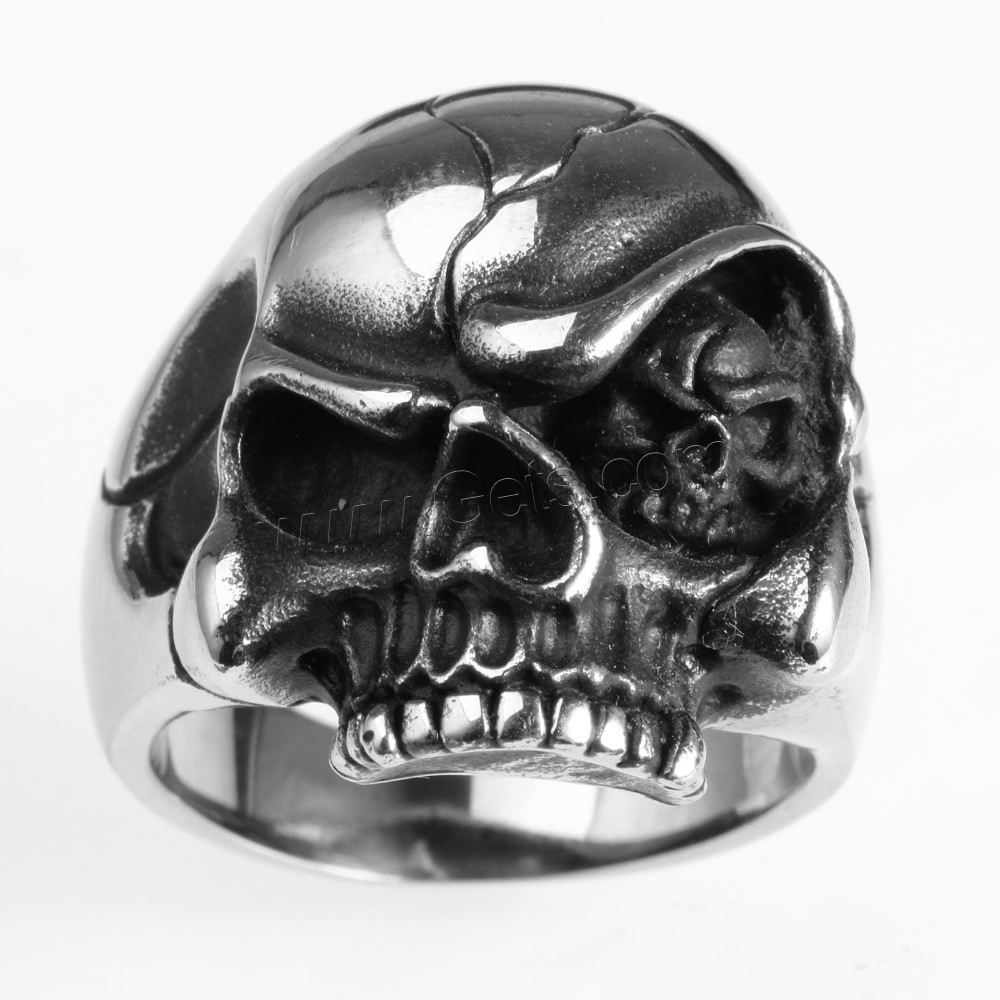 Men Stainless Steel Ring in Bulk, Titanium Steel, Skull, different size for choice & blacken, Sold By PC