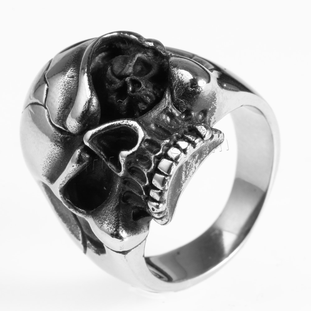 Men Stainless Steel Ring in Bulk, Titanium Steel, Skull, different size for choice & blacken, Sold By PC