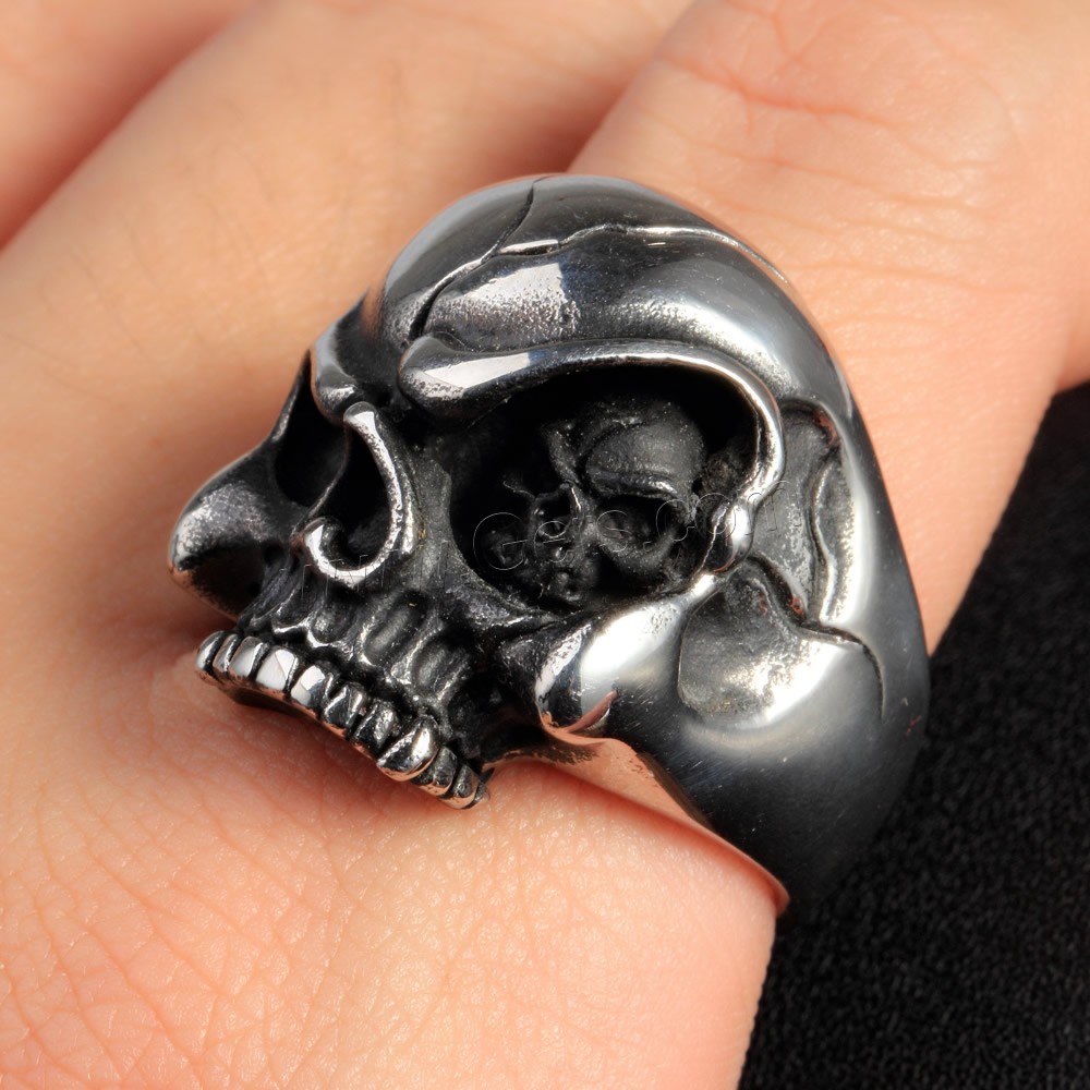 Men Stainless Steel Ring in Bulk, Titanium Steel, Skull, different size for choice & blacken, Sold By PC