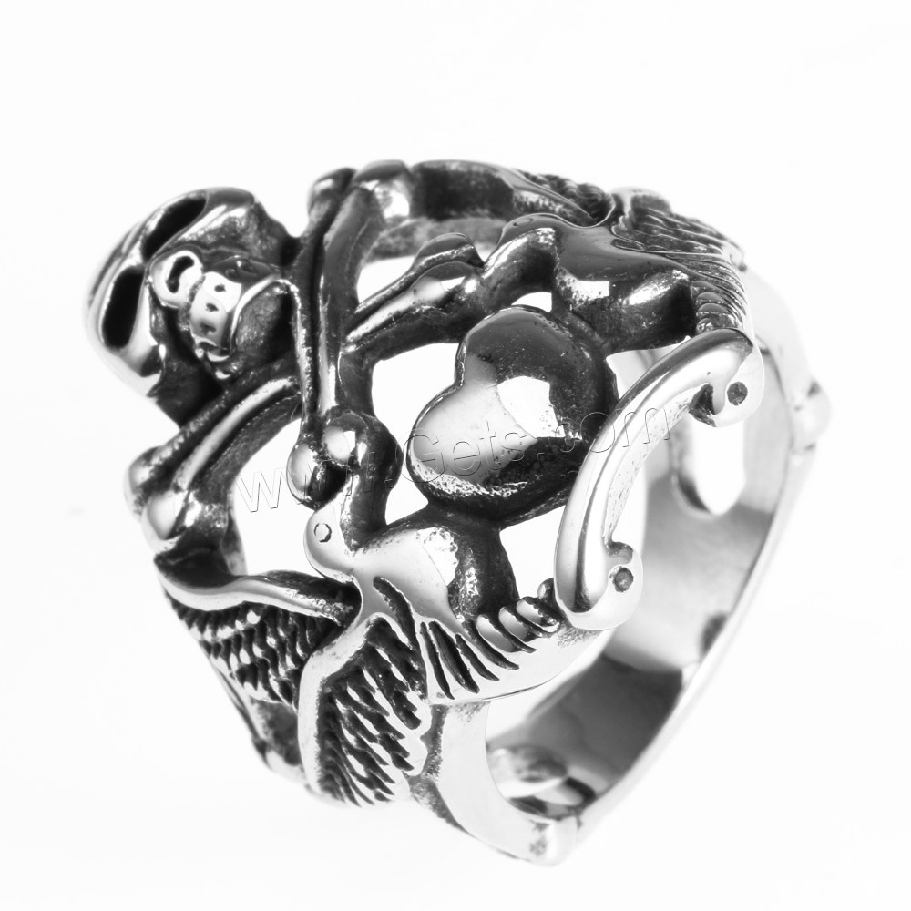 Men Stainless Steel Ring in Bulk, Titanium Steel, Skull, different size for choice & blacken, Sold By PC