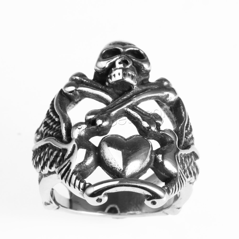 Men Stainless Steel Ring in Bulk, Titanium Steel, Skull, different size for choice & blacken, Sold By PC