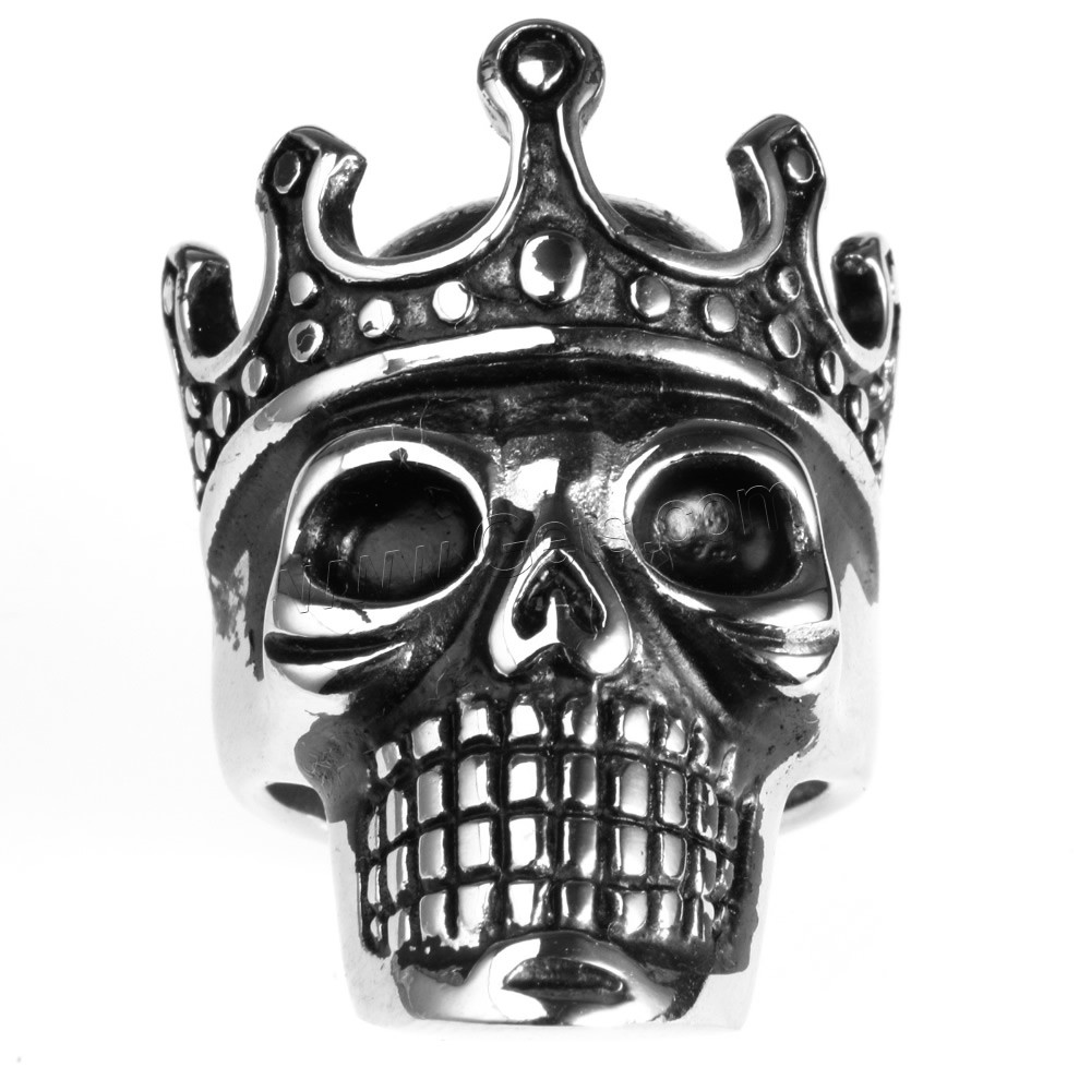 Men Stainless Steel Ring in Bulk, Titanium Steel, Skull, different size for choice & blacken, Sold By PC