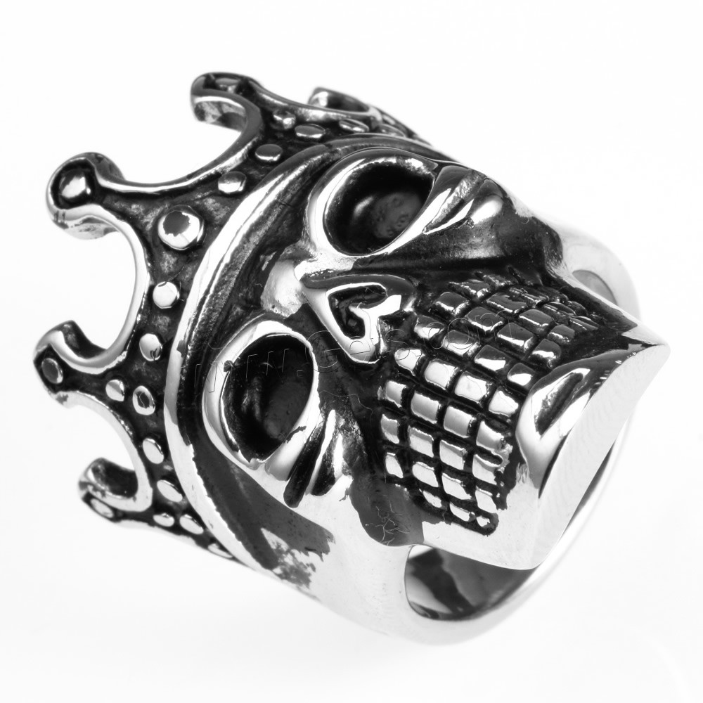 Men Stainless Steel Ring in Bulk, Titanium Steel, Skull, different size for choice & blacken, Sold By PC