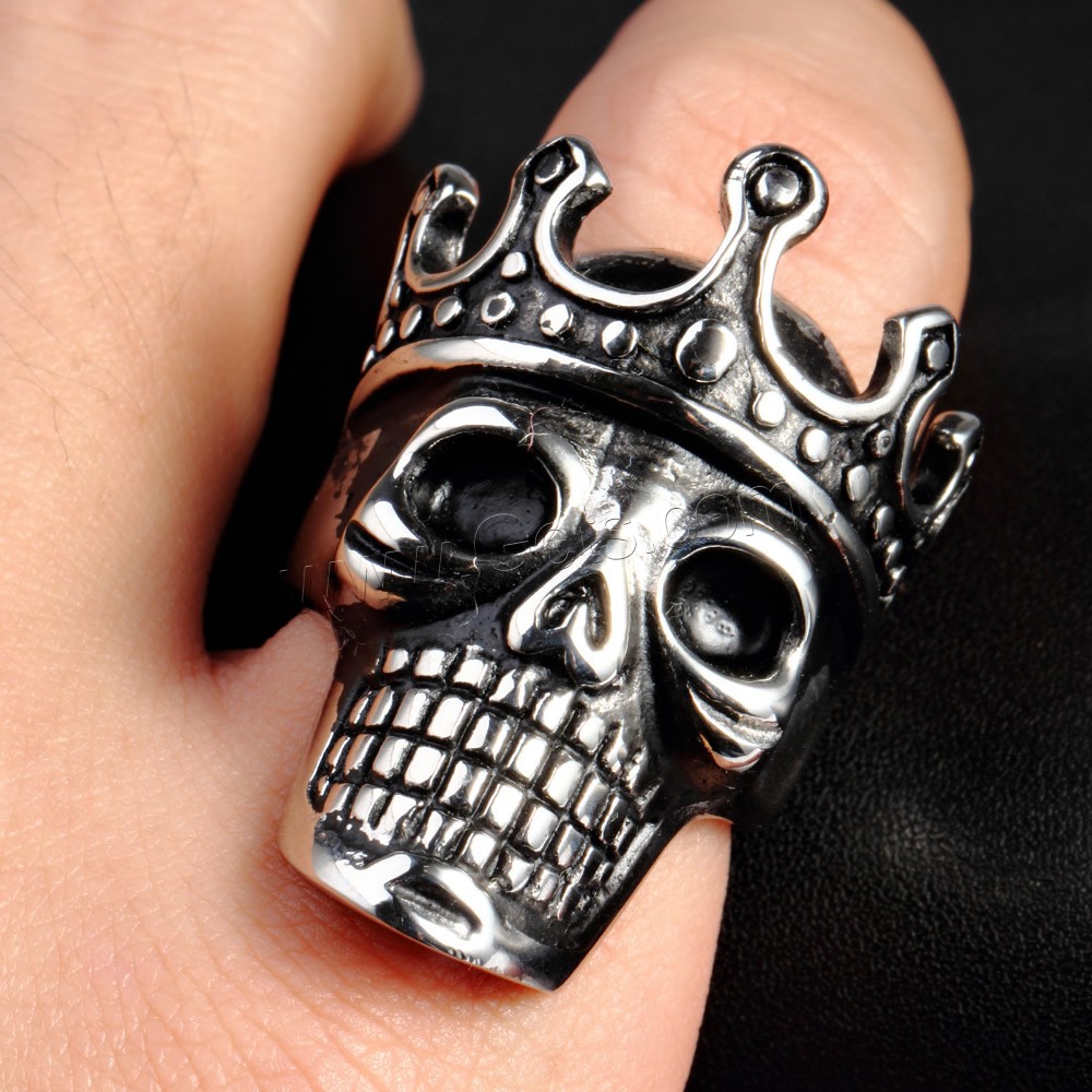 Men Stainless Steel Ring in Bulk, Titanium Steel, Skull, different size for choice & blacken, Sold By PC