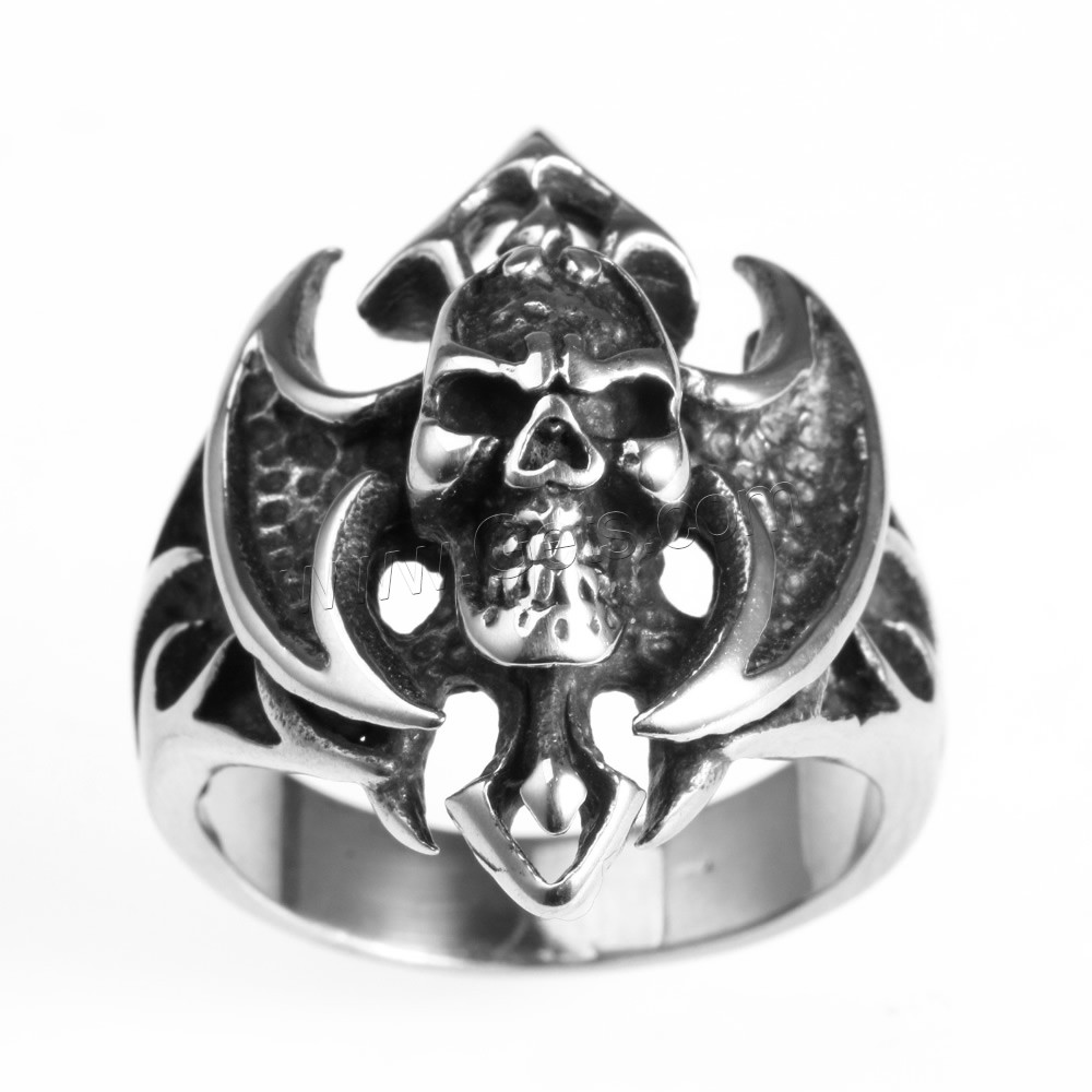 Men Stainless Steel Ring in Bulk, Titanium Steel, Skull Cross, different size for choice & blacken, Sold By PC