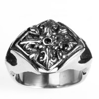 Men Stainless Steel Ring in Bulk, Titanium Steel & with rhinestone & blacken 