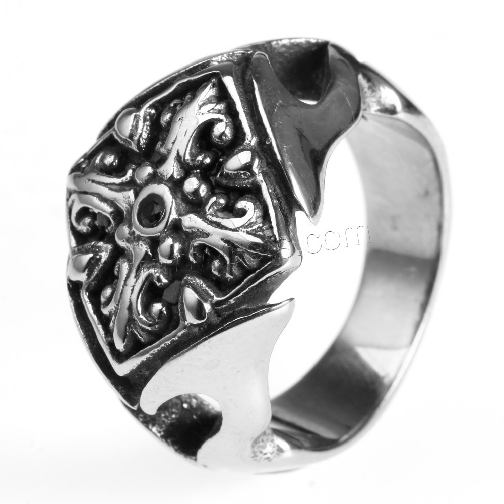 Men Stainless Steel Ring in Bulk, Titanium Steel, different size for choice & with rhinestone & blacken, Sold By PC