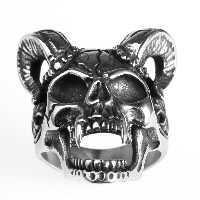 Men Stainless Steel Ring in Bulk, Titanium Steel, Skull & blacken 