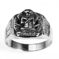 Men Stainless Steel Ring in Bulk, Titanium Steel, Skull & blacken 