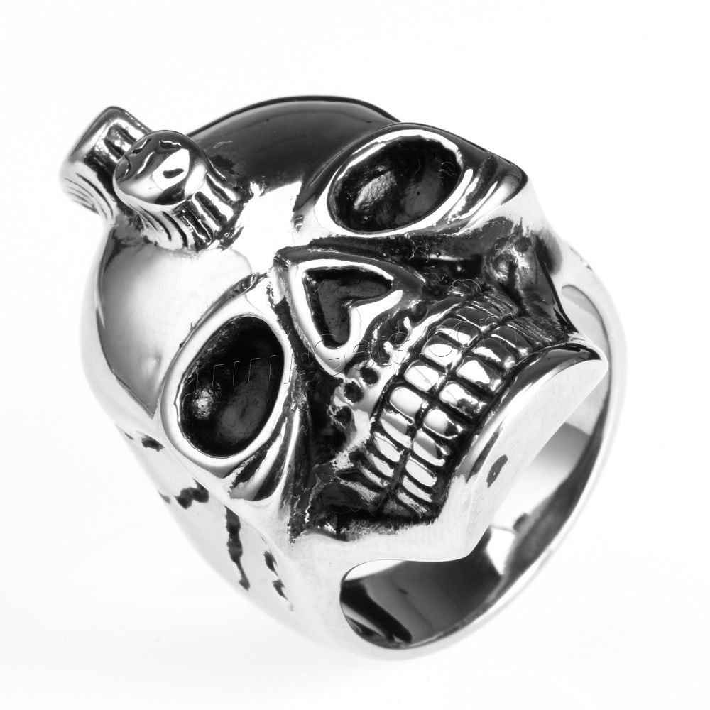 Men Stainless Steel Ring in Bulk, Titanium Steel, Skull, different size for choice & blacken, Sold By PC