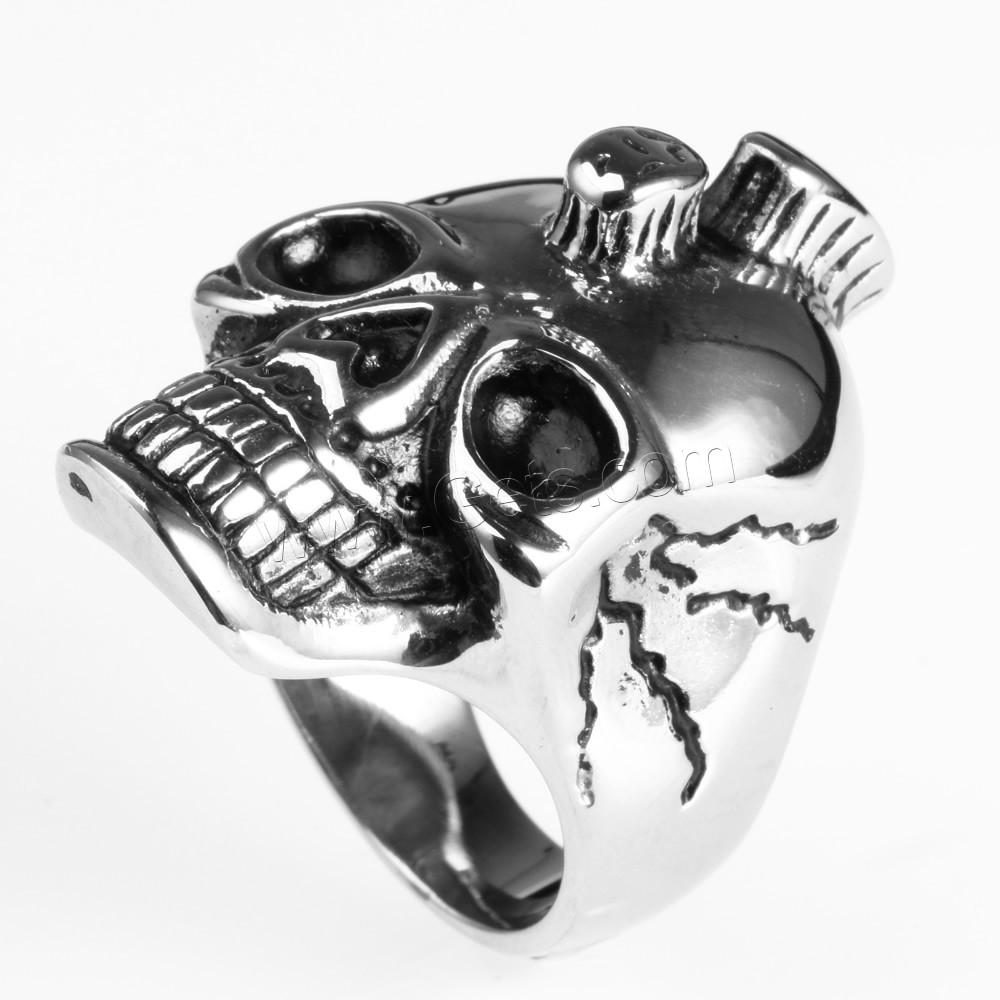 Men Stainless Steel Ring in Bulk, Titanium Steel, Skull, different size for choice & blacken, Sold By PC