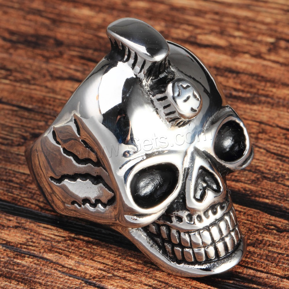 Men Stainless Steel Ring in Bulk, Titanium Steel, Skull, different size for choice & blacken, Sold By PC