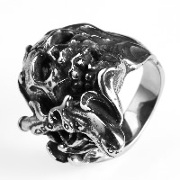 Men Stainless Steel Ring in Bulk, Titanium Steel, Skull & blacken 