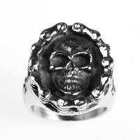 Men Stainless Steel Ring in Bulk, Titanium Steel, Skull & blacken 