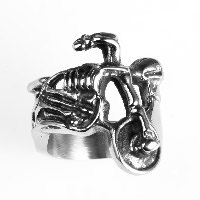 Men Stainless Steel Ring in Bulk, Titanium Steel, Skeleton & blacken 