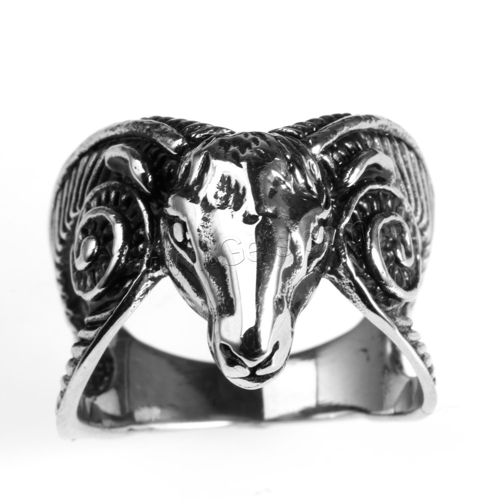 Men Stainless Steel Ring in Bulk, Titanium Steel, Sheep, different size for choice & blacken, Sold By PC