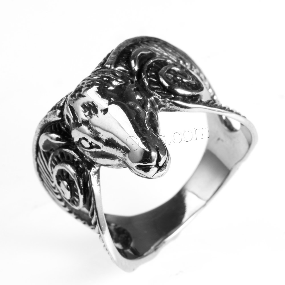 Men Stainless Steel Ring in Bulk, Titanium Steel, Sheep, different size for choice & blacken, Sold By PC