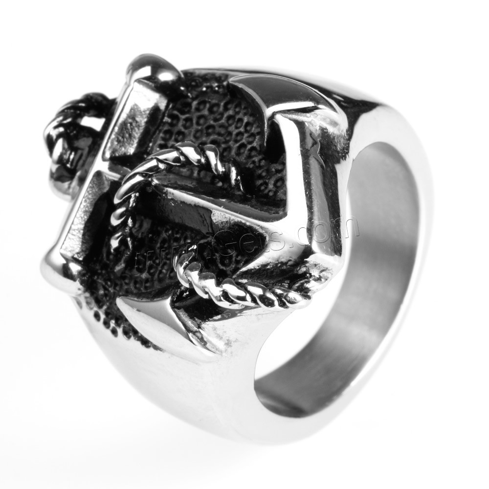 Men Stainless Steel Ring in Bulk, Titanium Steel, Anchor, nautical pattern & different size for choice & blacken, Sold By PC