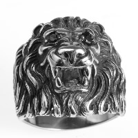 Men Stainless Steel Ring in Bulk, Titanium Steel, Lion & blacken 