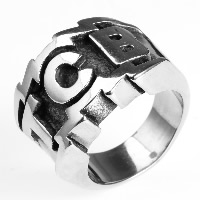 Men Stainless Steel Ring in Bulk, Titanium Steel, Letter & blacken 