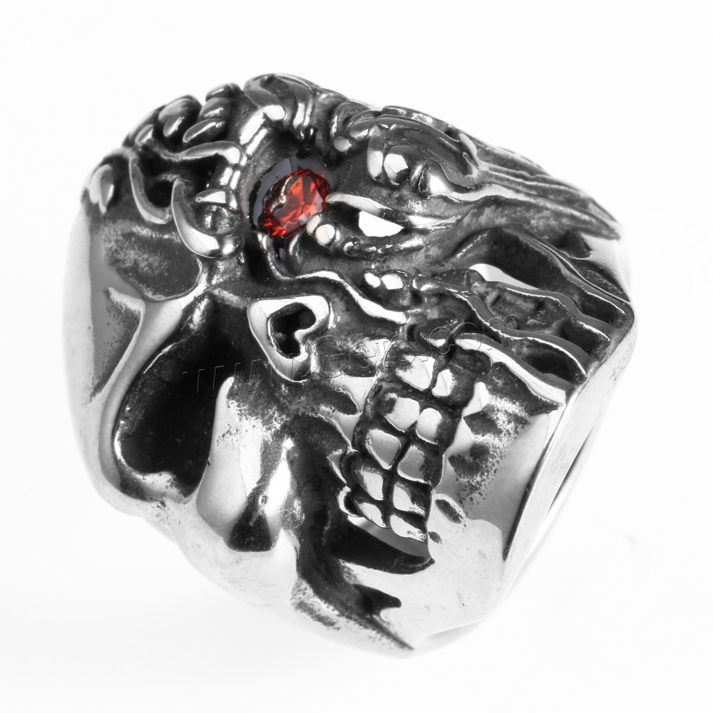 Men Stainless Steel Ring in Bulk, Titanium Steel, Skull, different size for choice & with rhinestone & blacken, Sold By PC